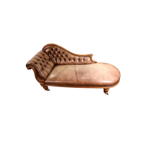 192 - VictorianA leather upholstered chaise loungeDimensions:35 in. (H) x 80 in. (L) x 33 in. (W)... 