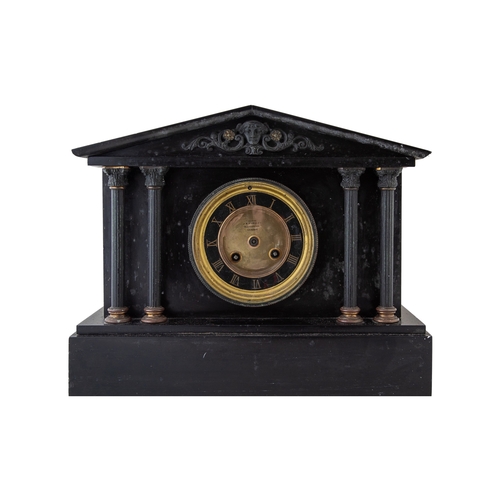 471A - VictorianA 'hands-free' black slate marble mantel clockTo be sold without reserveDimensions:... 