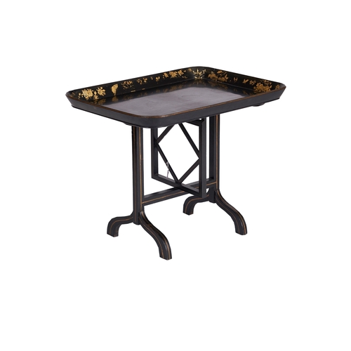 175 - 19th centuryChineseBlack lacquer tilt top table, with floral gilt motif to the tray edge.Dimensions:... 