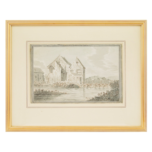 400 - Joshua Gosselin (1739 - 1813)A Mill Near Tewkesbury, Gloucestershire, 1791Pen, ink and watercolour o... 