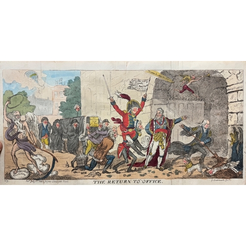 512 - George Cruikshank (1792 - 1878) A set of four printsHand-coloured etching on paper[a] John Bull in t... 