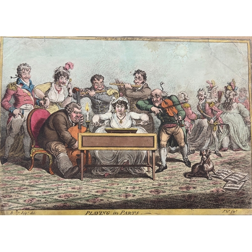 513 - James Gillray (1756 - 1815)Playing In PartsHand-coloured etching on paperPublished in London by H. H... 