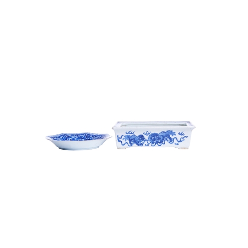 116A - Chinese18th CenturyTwo pieces of blue and white porcelain[a] Kangxi period (Circa 1700), An octagona... 