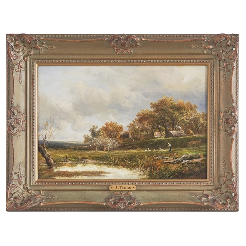 387 - Joseph Thors (1835 - 1884)A pair of rural pond viewsOil on canvasSigned lower leftDimensions:(Canvas... 