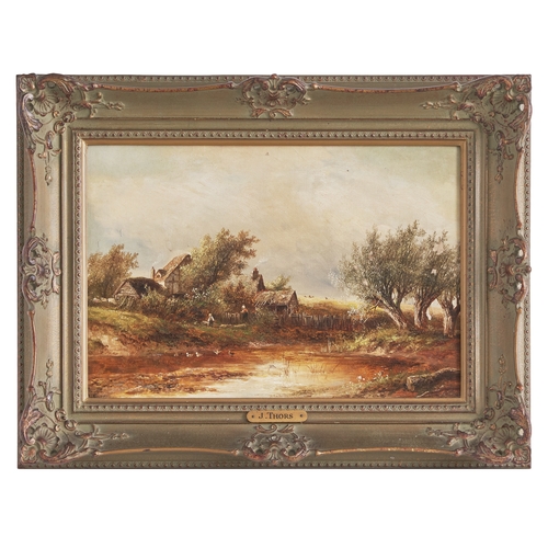 387 - Joseph Thors (1835 - 1884)A pair of rural pond viewsOil on canvasSigned lower leftDimensions:(Canvas... 