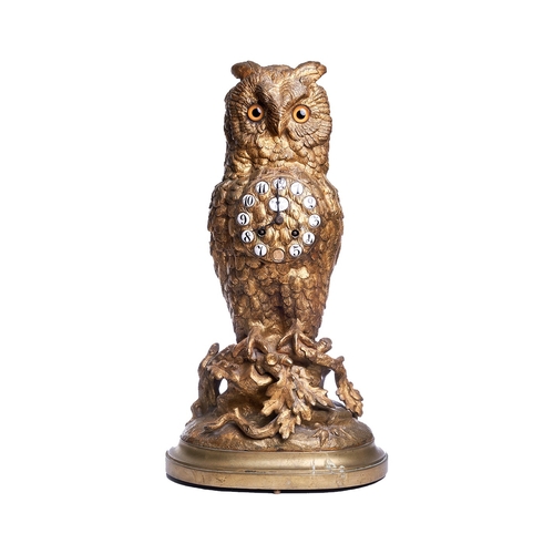 494 - FrenchLate 19th CenturyA gilt bronze owl mantel clockMaple & Co., ParisDimensions:20 in. (H) x 1... 