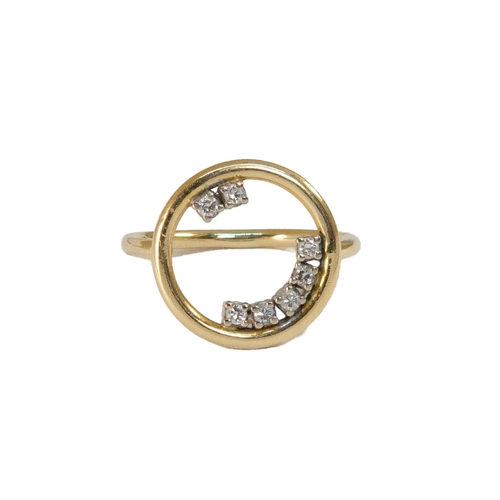 83 - Britishcirca 1980A 18ct yellow gold and diamond set circle dress ringWeight:Approx. 5gramsDimensions... 