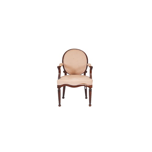 165 - FrenchCirca 18th CenturyA mahogany oval-back upholstered chairDimensions:43 in. (H) xz 21 in. (H) x ... 