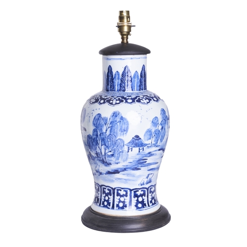 217 - Chinese19th Century or earlierTwo blue and white vase lamp basesDimensions:16 in. (H) x 9 in. (D)... 