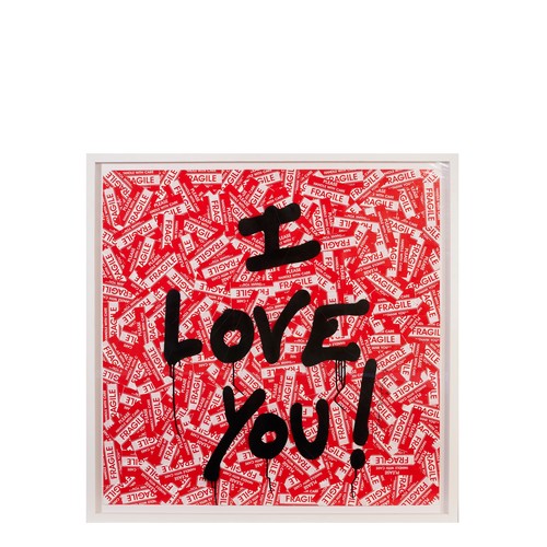 361 - Mr Brainwash (b. 1966)I Love You!Mixed media on paperDimensions:(Paper) 38 in. (H) x 38 in. (W)(Fram... 