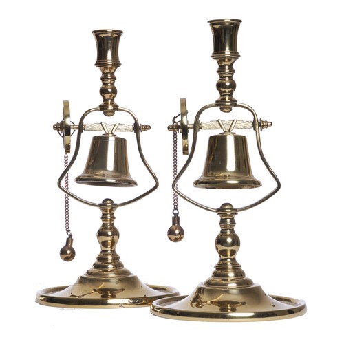 213 - Early 20th CenturyA pair of brass ship hull candlesticksDimensions:12 in. (H) x 7 in. (D)... 