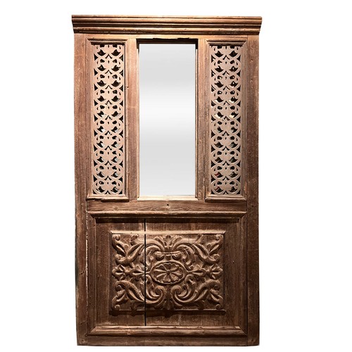 209 - North AfricanAntiqueA large door with fitted mirror plateUpper left and right panel pierced, with a ... 