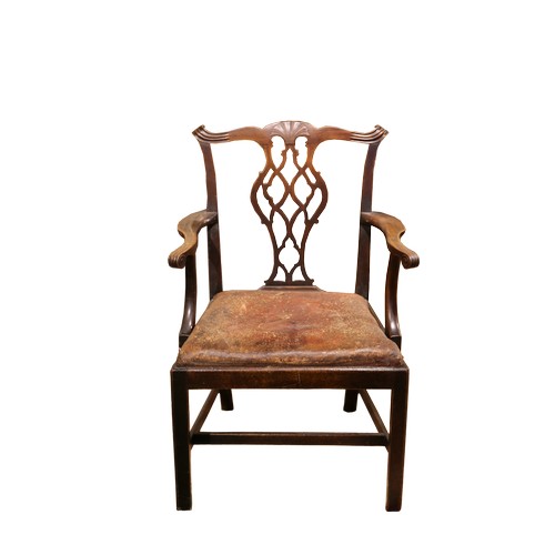 224 - George IIIAn oversized mahogany carverWith leather seatProvenance: Wellington SquareDimensions:38 in... 