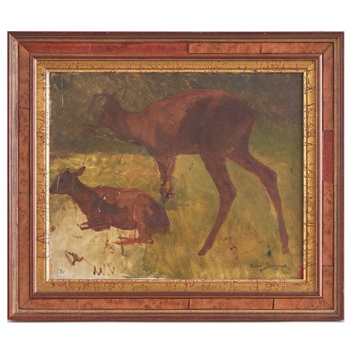 284 - Rosa Bonheur (1822 - 1899)An oil sketch of red hindOil on canvasDimensions: 10.25 in. (H) x 12.5 in.... 