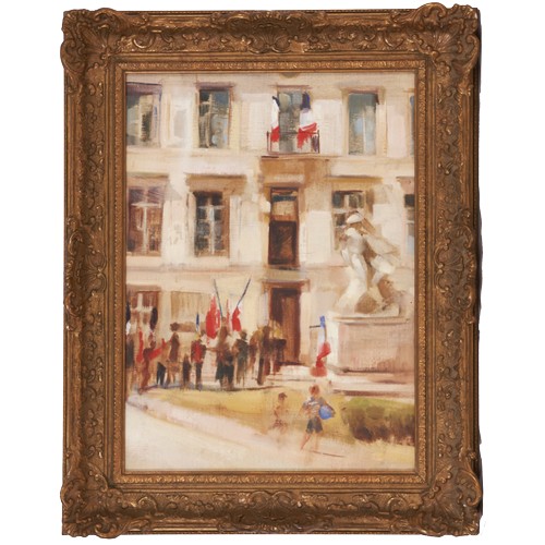 288 - FrenchEarly 20th CenturyAn impressionist street sceneFigures congregating in the vicinity of a Frenc... 