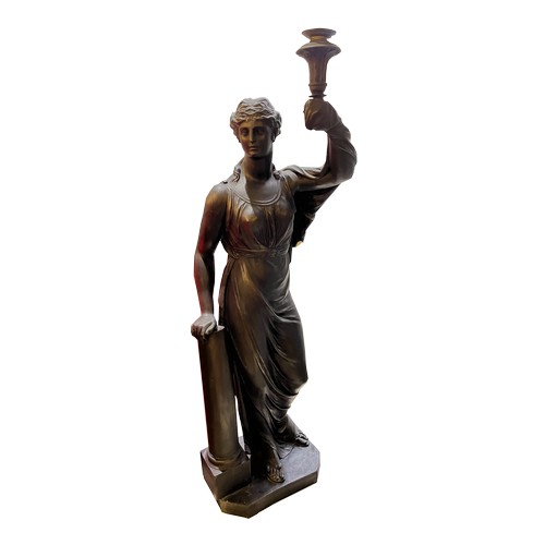 168A - Dated 1813A Regency bronzed plaster figural torchere, in the manner of Humphrey Hopper, indistinctly... 