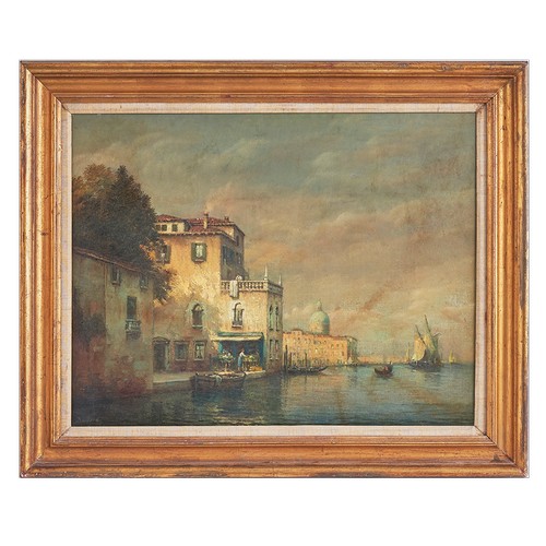 303 - Antoine Bouvard (1870 - 1956) A Venetian canal sceneOil on canvasSigned lower leftDimensions:(Frame)... 