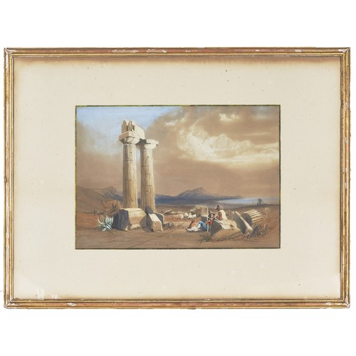 522 - Paolino Girgenti (1767 - 1820)Continental scene with shepherds and sheepSigned lower rightWatercolou... 