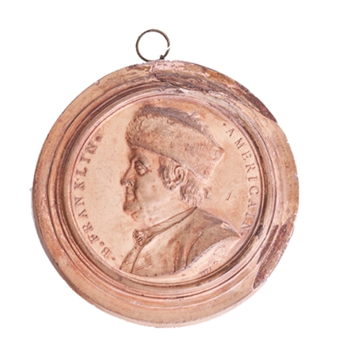 469 - Jean Baptiste Nini (1717 - 1786), Chaumont-Sur-Loirea terracotta Portrait Medallion of Benjamin Fran... 