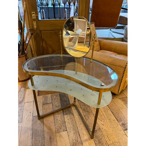 195A - NO RESERVE ItalianKidney table with glass top and vanity mirrorVanity mirror missing bolt to insert ... 