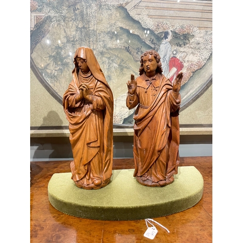 110 - Flemish16th CenturyA pair of Joseph and Mary boxwood sculptures in the roundDimensions:11.5 in. (H) ... 