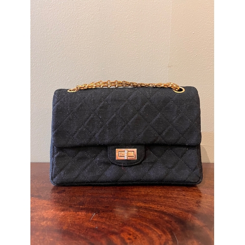 14 - ChanelCirca 1970sA 2.55 cotton quilted double flap bagIn original condition Dimensions:6 in. (H... 
