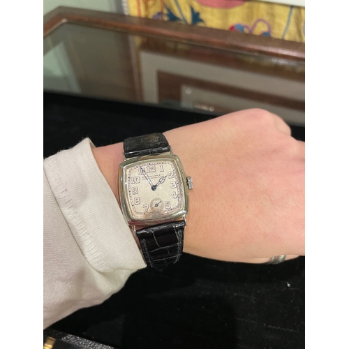2 - Patek PhilippeDated 1922An 18 carat white gold and crocodile leather strap gentleman's wristwatchThe... 