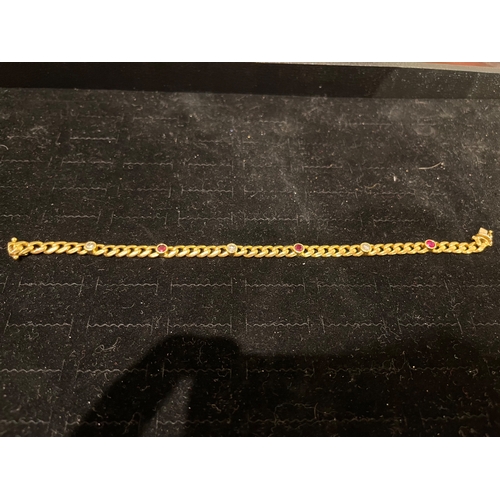 29 - EuropeanCirca 1980A ruby and diamond bracelet18ct gold curb link bracelet Set with 6 alternate ... 