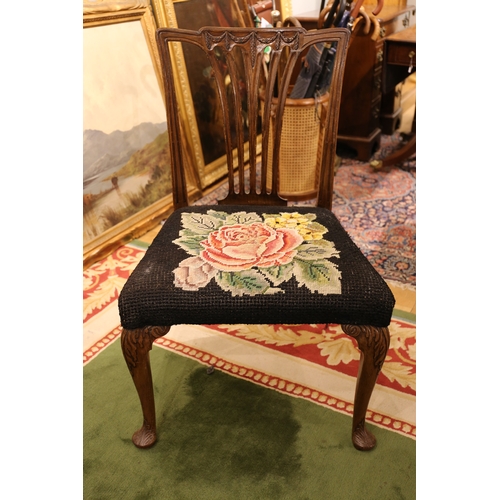 203 - 18th Century, c.1760Four tapestry upholstered dining room chairsWith hand carved tapered legs and le... 