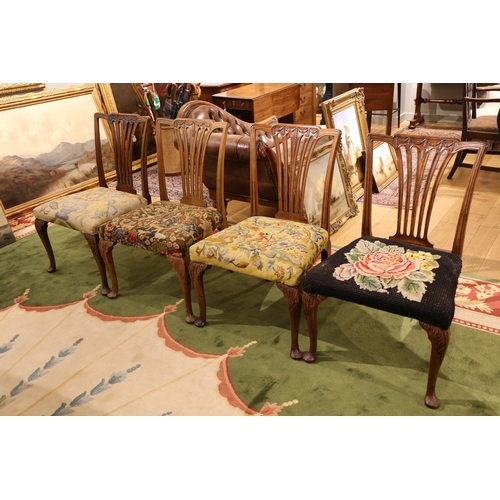 203 - 18th Century, c.1760Four tapestry upholstered dining room chairsWith hand carved tapered legs and le... 