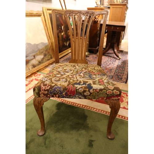 203 - 18th Century, c.1760Four tapestry upholstered dining room chairsWith hand carved tapered legs and le... 