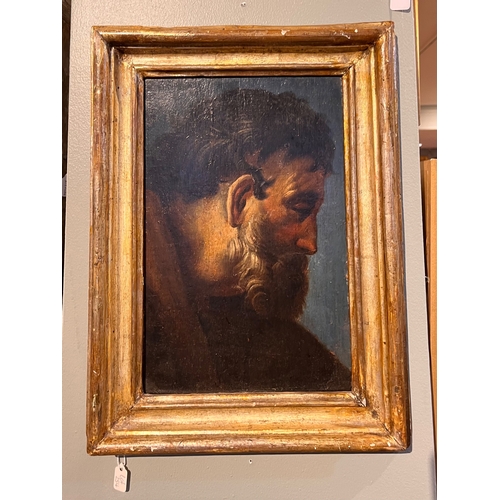 254 - 17th centuryItalian SchoolPortrait of a man in contemplationDimensions:(Canvas) 12 in. (H) x 8 in. (... 