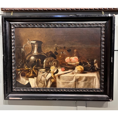 270 - 17th CenturyFlemishCircle of Pieter ClaeszStill life on a draped tableOil on panelDimensions:(Canvas... 