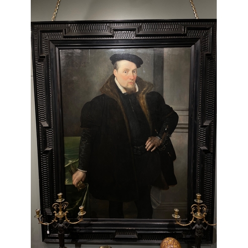 274 - Martin de Vos (1532 - 1603)A portrait of a gentlemanOil on panelSigned middle right, 'AD VOS F'Inscr... 