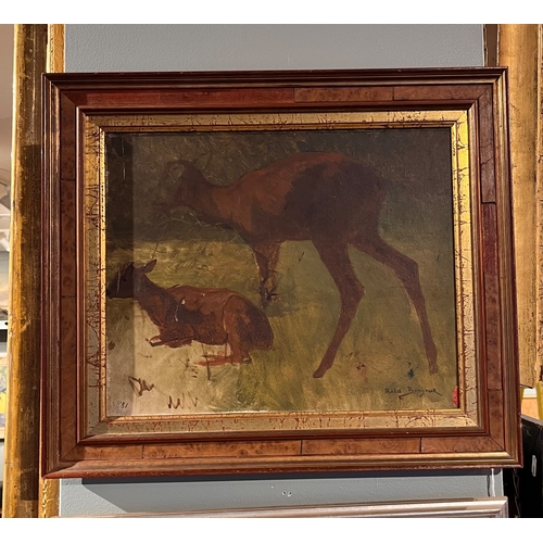 284 - Rosa Bonheur (1822 - 1899)An oil sketch of red hindOil on canvasDimensions: 10.25 in. (H) x 12.5 in.... 