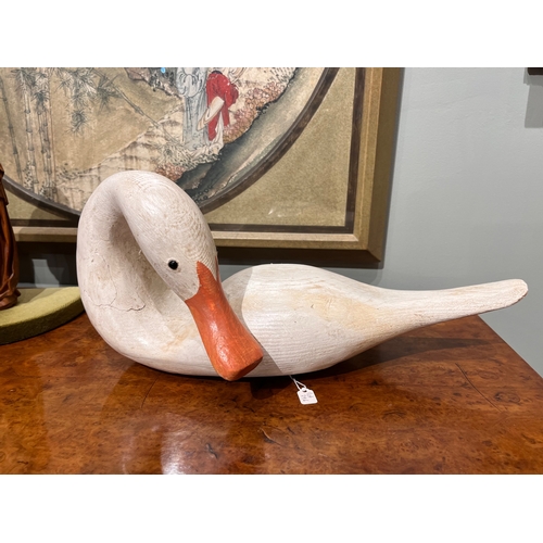 296 - Guy Taplin (b. 1939)White DuckPainted woodSigned and Inscribed, 'Guy Taplin White Duck' underneathDi... 