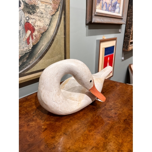 296 - Guy Taplin (b. 1939)White DuckPainted woodSigned and Inscribed, 'Guy Taplin White Duck' underneathDi... 