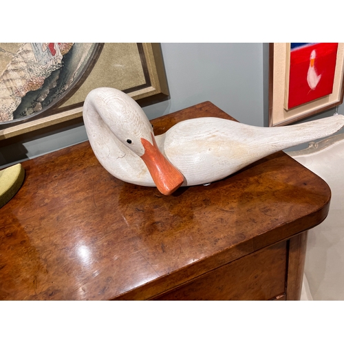 296 - Guy Taplin (b. 1939)White DuckPainted woodSigned and Inscribed, 'Guy Taplin White Duck' underneathDi... 