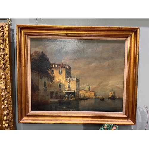 303 - Antoine Bouvard (1870 - 1956) A Venetian canal sceneOil on canvasSigned lower leftDimensions:(Frame)... 