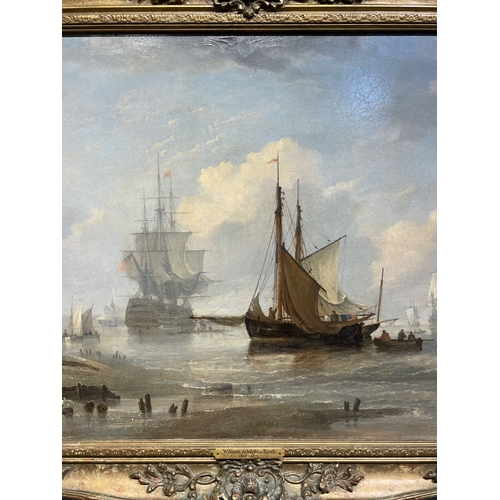 321 - William Adolphus Knell (1801 - 1875)Ships at seaOil on canvasDimensions:(Canvas) 18 in (H) x 24 in (... 