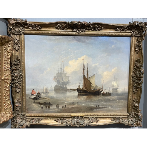 321 - William Adolphus Knell (1801 - 1875)Ships at seaOil on canvasDimensions:(Canvas) 18 in (H) x 24 in (... 