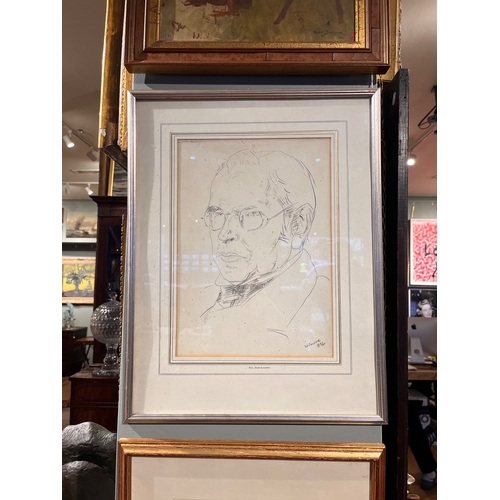 327 - Alfred Wolmark (1877 - 1961)A portrait of Sir John Lavery RAGraphite on paperSigned bottom right, 'W... 