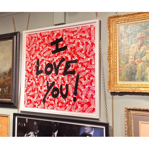 361 - Mr Brainwash (b. 1966)I Love You!Mixed media on paperDimensions:(Paper) 38 in. (H) x 38 in. (W)(Fram... 