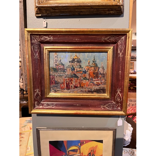 379 - Property of a LadyRussian20th CenturyThe Kremlin, 1992Oil on boardSigned bottom, inscribed versoDime... 