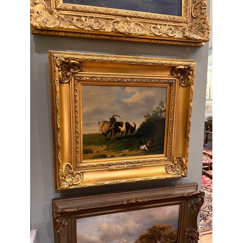 390 - Colle LeoneGoat and chickens, 1877Oil on panelDimensions:(Canvas) 7.5 in. (H) x 9.25 in. (W)(Frame) ... 