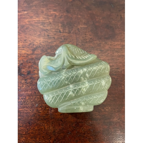 126 - Chinese20th CenturyA group of jadeite and boweniteComprising 4 carvings, including a large celadon a... 