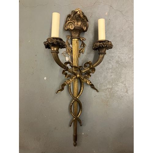 219A - Early 19th CenturyBrass wall light with two candle lamps