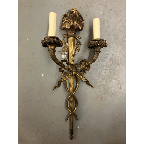 219A - Early 19th CenturyBrass wall light with two candle lamps