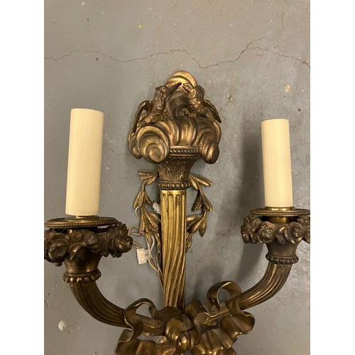 219A - Early 19th CenturyBrass wall light with two candle lamps