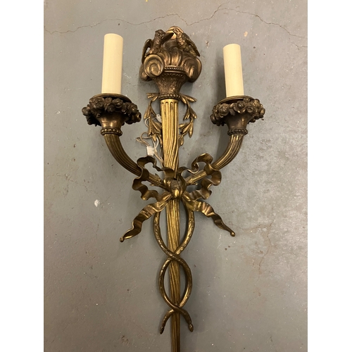 219A - Early 19th CenturyBrass wall light with two candle lamps